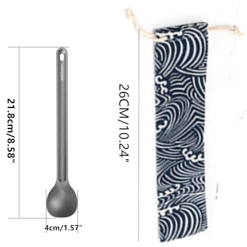 Long-Handled Stainless Steel Spoon with Carry Bag - 21.8cm