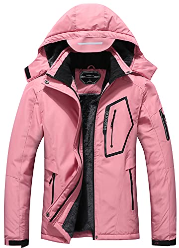 Pink Women's Waterproof Winter Snow Coat Hooded Ski Snowboarding Jacket - Small
