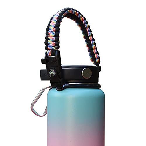 Paracord Water Bottle Handle Strap with Safety Ring & Carabiner