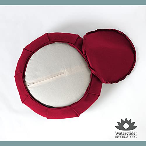 Burgundy Zafu Meditation Cushion with Removable Cover & Buckwheat Filling