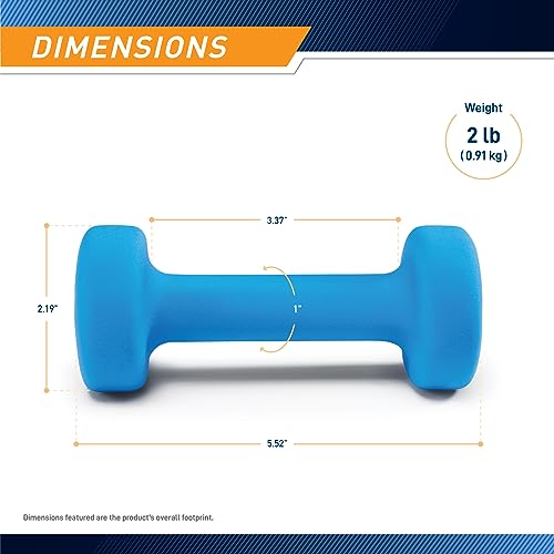 Azure Neoprene Dumbbell - 2lb Single Hand Weight for Home Gym