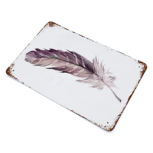 Anique Metal Tin Sign Feather Wall Art Feather Print Feather Art Feather Art Wall Sign Home Decor Tribal Wall Art Boho Print Watercolor 8x5.5 Inch
