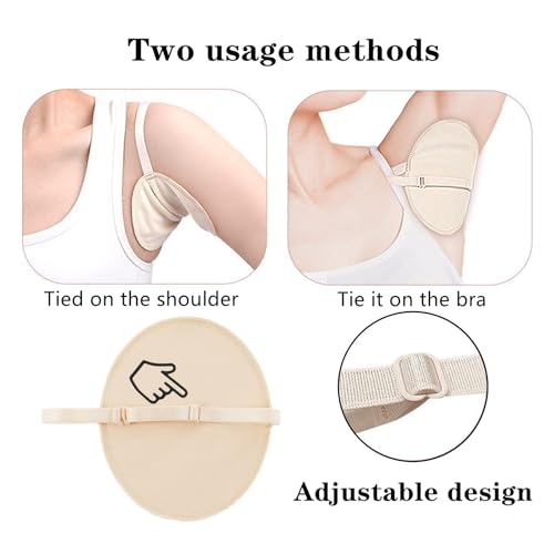 Reusable Armpit Sweat Pads - 2 Pairs, Adjustable & Breathable