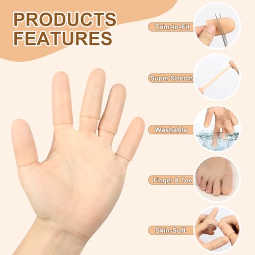 20 Pcs Gel Finger Cots - Reusable Silicone Thumb & Finger Protectors