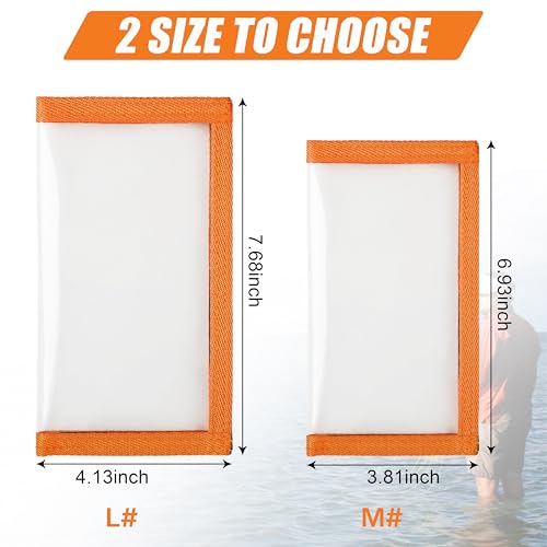 Fishing Lure Wraps with Velcro - 4 Pack Clear PVC Covers - Orange - 2 Medium + 2 Large