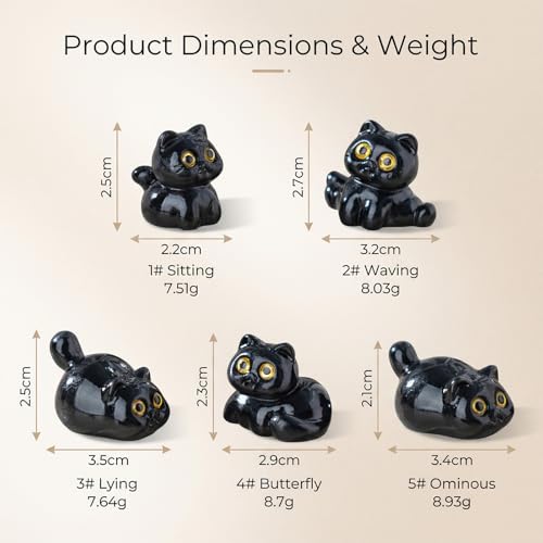 Cute Black Cat Car Interior Decor Set - 5 Ornaments for Rearview Mirror & Dashboard