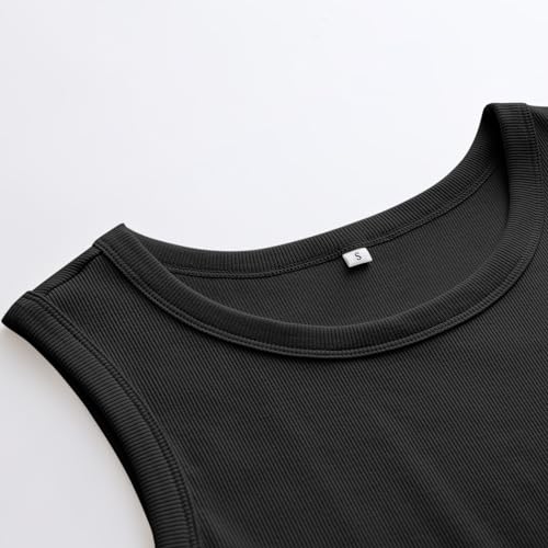 Womens Sleeveless High Neck Ribbed Tank Top - Casual Slim Fit