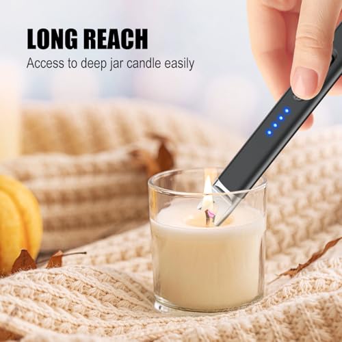 USB Rechargeable Electric Candle Lighter - Long Stem Arc Lighter - Black