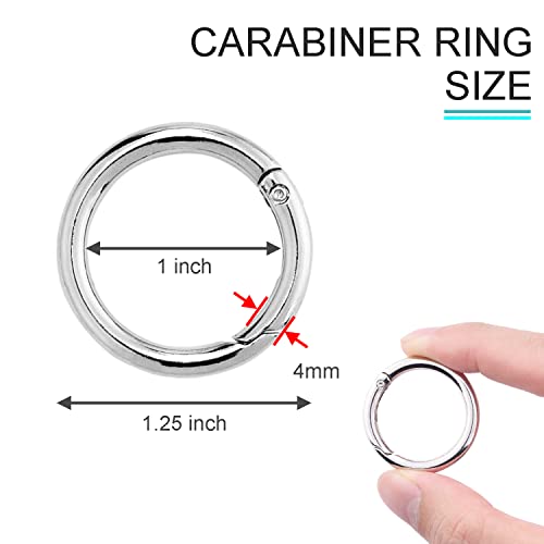 1 Inch Metal Spring O Rings - 10 Pack Silver Keychain Clips