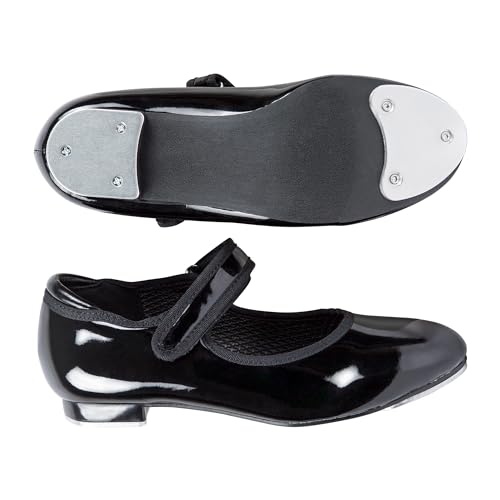 Dynadans Unisex Kid Black Patent Adjustable Strap Tap Shoe - Little Child Size 11