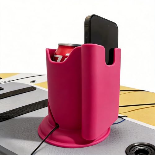 ZEDTYDE Pink Paddle Board Cup Holder – No-Spill 360° Anti-Flip Drink & Phone Holder for SUPs/Kayaks