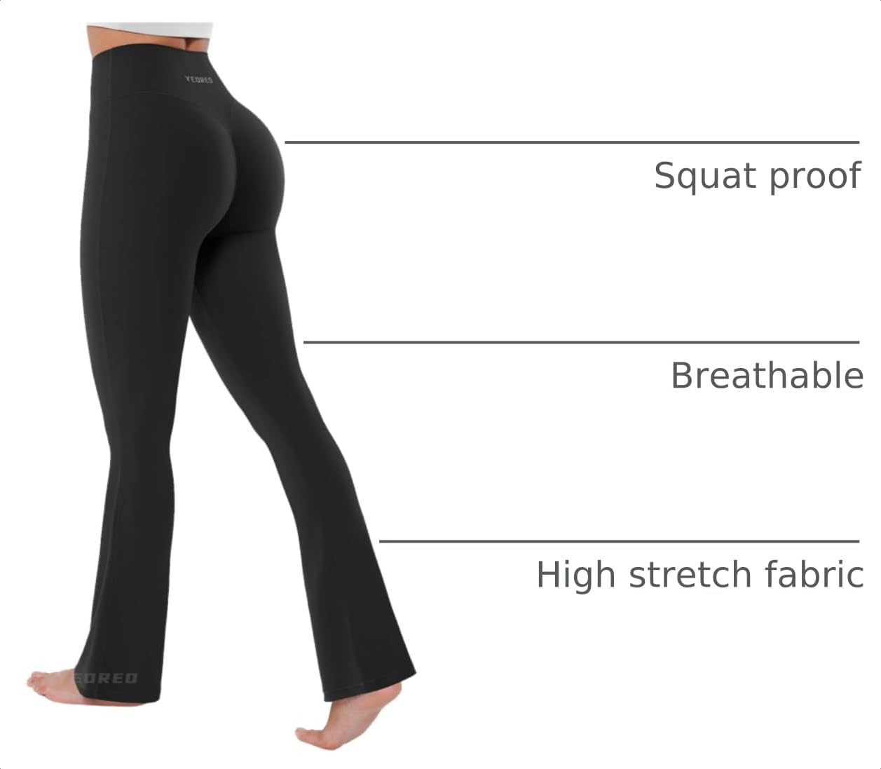 YEOREO SoftHue Women Mini Flared Workout Legging No Front Seam Yoga Pants