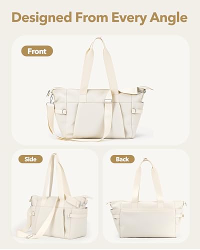 YUFIXO Beige Small Gym Bag for Women - Lightweight Duffle with Wet Compartment, Travel & Workout Crossbody