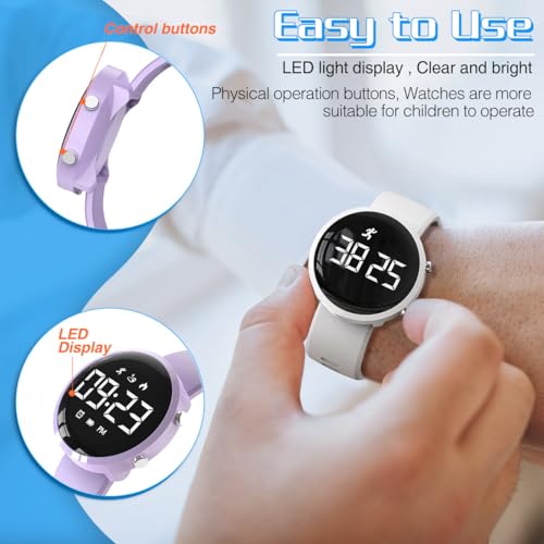 Kids Digital Pedometer Watch - Purple Fitness Tracker with Alarm