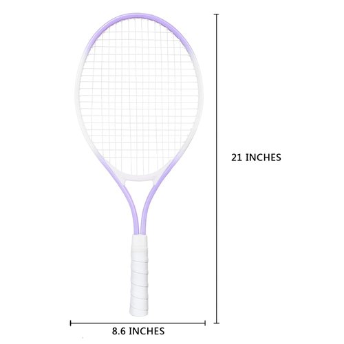 NEWSNOW Children's Tennis Racket for 2 Players, Suitable for Beginners, pre Worn 27 inch Lightweight Children's Racket, Suitable for Boys and Girls, Equipped with Tennis (Purple)