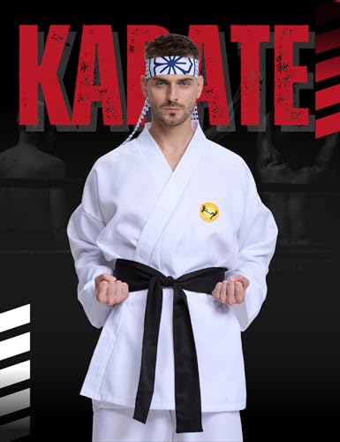 Mahoon Adult Karate Costume Set with Belt & Headband - Small-Medium Halloween Cosplay