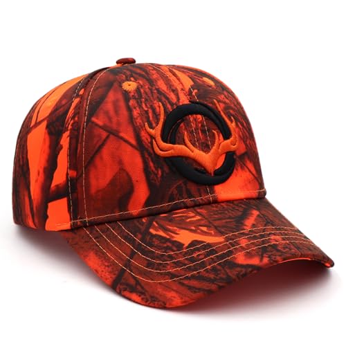 JUSOCC Deer Hunting Camouflage Hat - Medium Orange Camo, Adjustable Baseball Cap