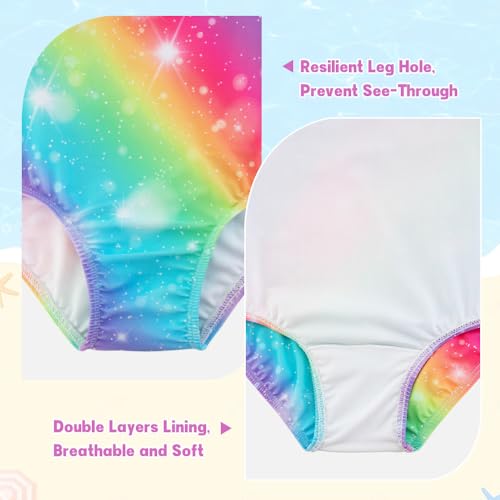 One-Piece Girls Swimsuit - Cute Crossback Straps, 4-5T Rainbow
