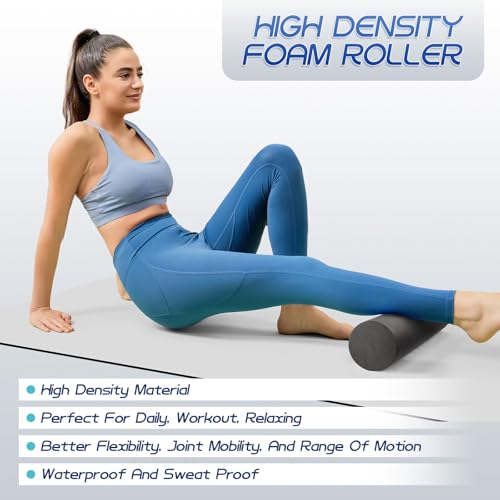 Krightlink Black 18-Inch 2-in-1 Foam Roller Set for Deep Muscle Massage