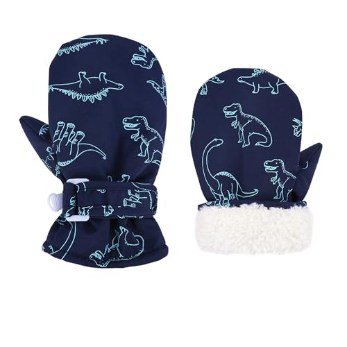 Toddler Waterproof Winter Mittens - Lined Fleece, Navy, 4-8 Years