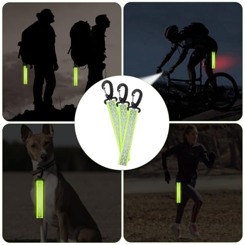 6 PCS Green Reflective Backpack Straps - Safety Night Reflectors