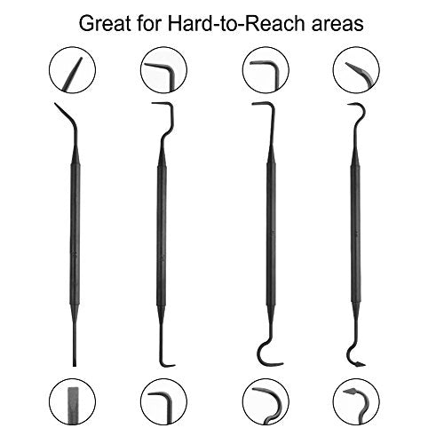 Gun Cleaning Tools Kit - 4 Brushes & 4 Plastic Picks - Black