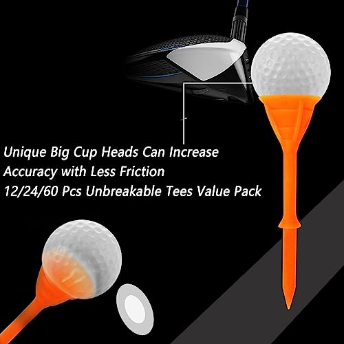 Unbreakable Plastic Golf Tees - 3 1/4 Inch, 12/24/60 Pack