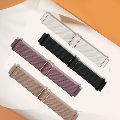 4 Pack Stretchy Nylon Watch Bands for Amazfit Bip & GTR - Black, Starlight, Rose Pink, Smoke Violet