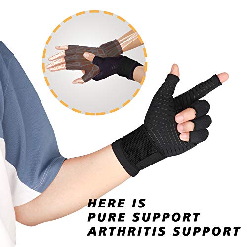 THX4COPPER Compression Arthritis Gloves Small-Medium with Adjustable Strap