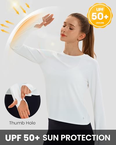 HODOSPORTS Women's Cropped Athletic Workout Top Small White Split Back Long Sleeve Gym Shirt