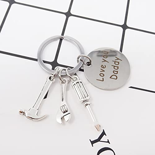 Stainless Steel Keychain Gift for Dad with Hammer & Screwdriver