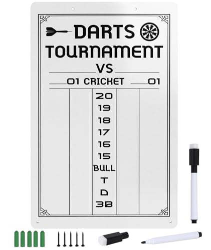 Dry Erase Dart Scoreboard for Cricket & 01 Games - 15.3 x 9.8 Inches