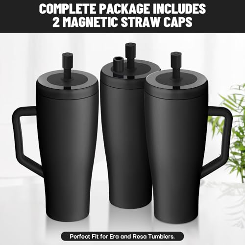 Magnetic Straw Cover - Silicone Leakproof Protector for Tumblers - Black