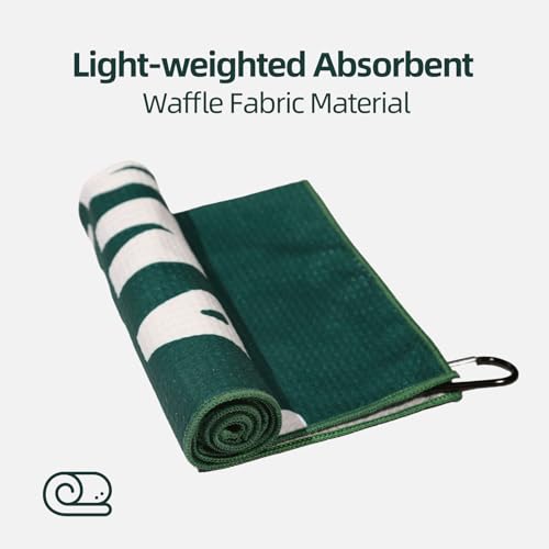 Funny Microfiber Golf Towel with Clip - 24x16 Inch - Green/White