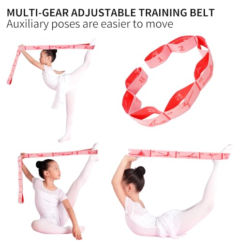 Kids Stretching Strap with 8 Loops - Pink Dance & Gymnastics Band