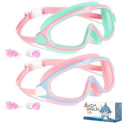 Swimming Goggles for Kids Ages 6-14 - Pink & Blue