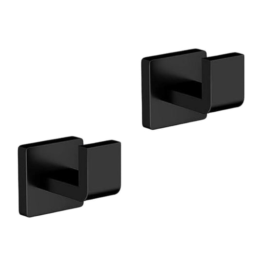 PAHSFS Bath Towel Hooks Matte Black - 2 Pack SUS304 Stainless Steel Bathroom Towel Hook - Modern Square Style Wall Mounted - Heavy Duty Wall Hook for Bathroom & Kitchen