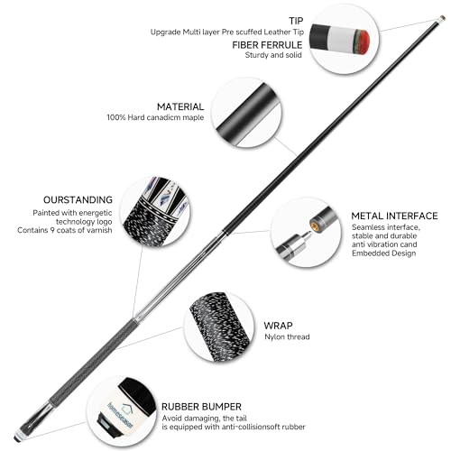 58" Professional Pool Cue Stick - 19oz with Leather Bag