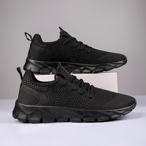 Men's Lightweight All-Black Running Shoes - Gym Tennis Sneakers Size 14.5