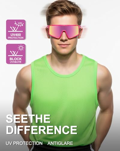 Sports Sunglasses UV400 Protection - Pink Frame & Pink Lens