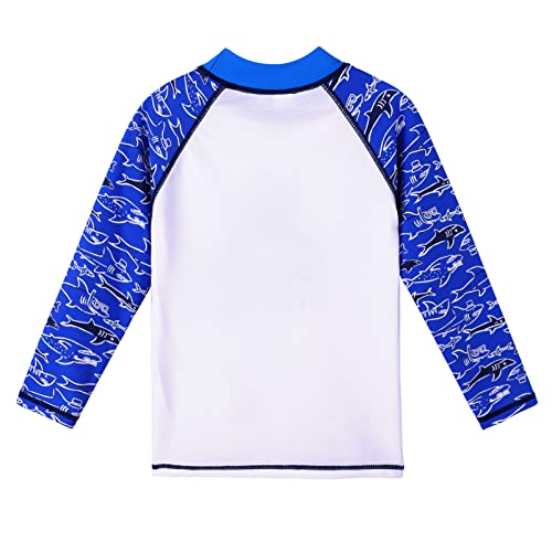 Boys Long Sleeve Rash Guard 2-Piece Swim Set UPF 50+ 5-6 Years White Fish