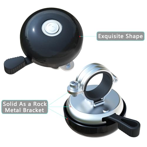 Greallthy Black Left Hand Bicycle Bell for Adults & Kids, Loud Cycling Horn