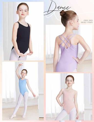 Toddler Girls Camisole Leotard Dance Bodysuit - Black Lining, 10-11 Years