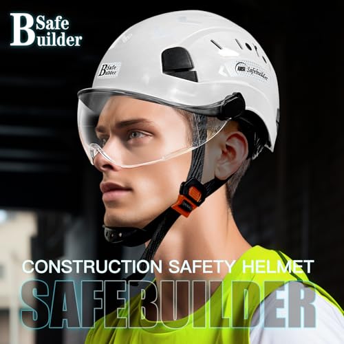 Construction Safety Helmet with Visor ABS Hard Hat Adjustable Ventilation Hardhats Industrial Work Head Protection for Men Certified ANSI/ISEA Z89.1