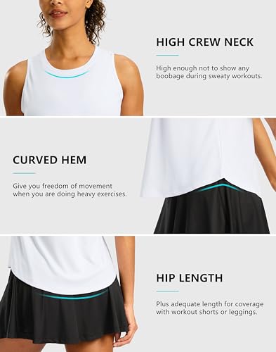 Quick Dry High Neck Workout Tank Top for Women - B White, Medium