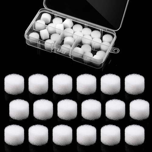 20 Pcs Replacement Air Filter Sponge for Compressor Foam Filters Round White Replacement Sponges with Portable Storage Box for Compressor System Accessories Cool Mist Device Inhaler