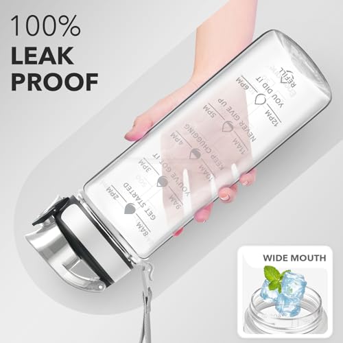 24 oz Motivational Water Bottle - Leakproof & BPA-Free - Crystal