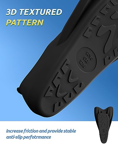 WSTOO Silicone Swim Fins for Adults & Youth Black 10.43-11.02" - Training Flippers for Swimming & Snorkeling