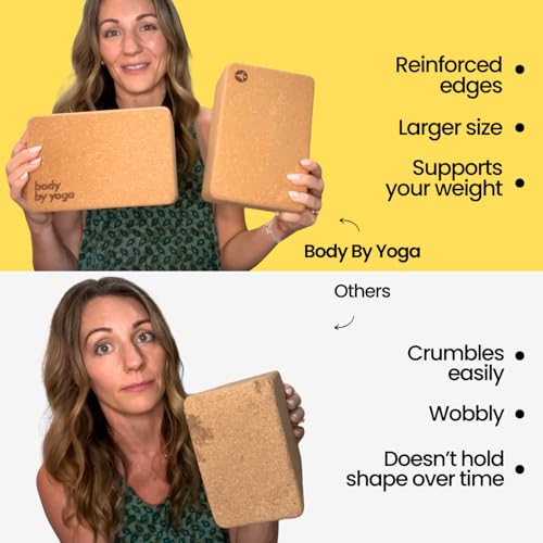 Cork Yoga Blocks 2 Pack - Extra Large, Durable, Non-Slip, Classic