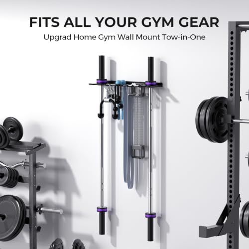 Large Home Gym Storage Rack Wall Mount with Heavy Duty Hooks - 1 Pack